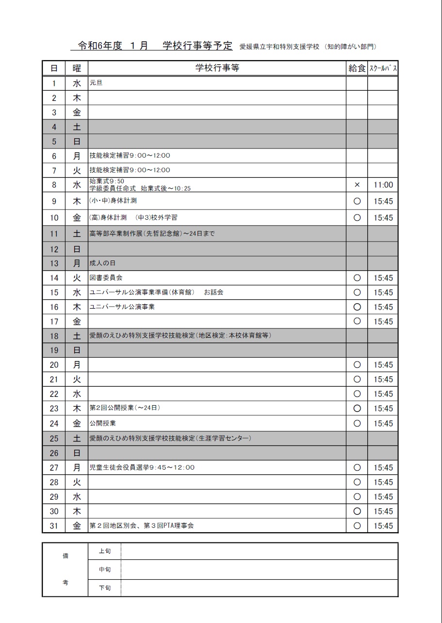 R7月別行事予定１月